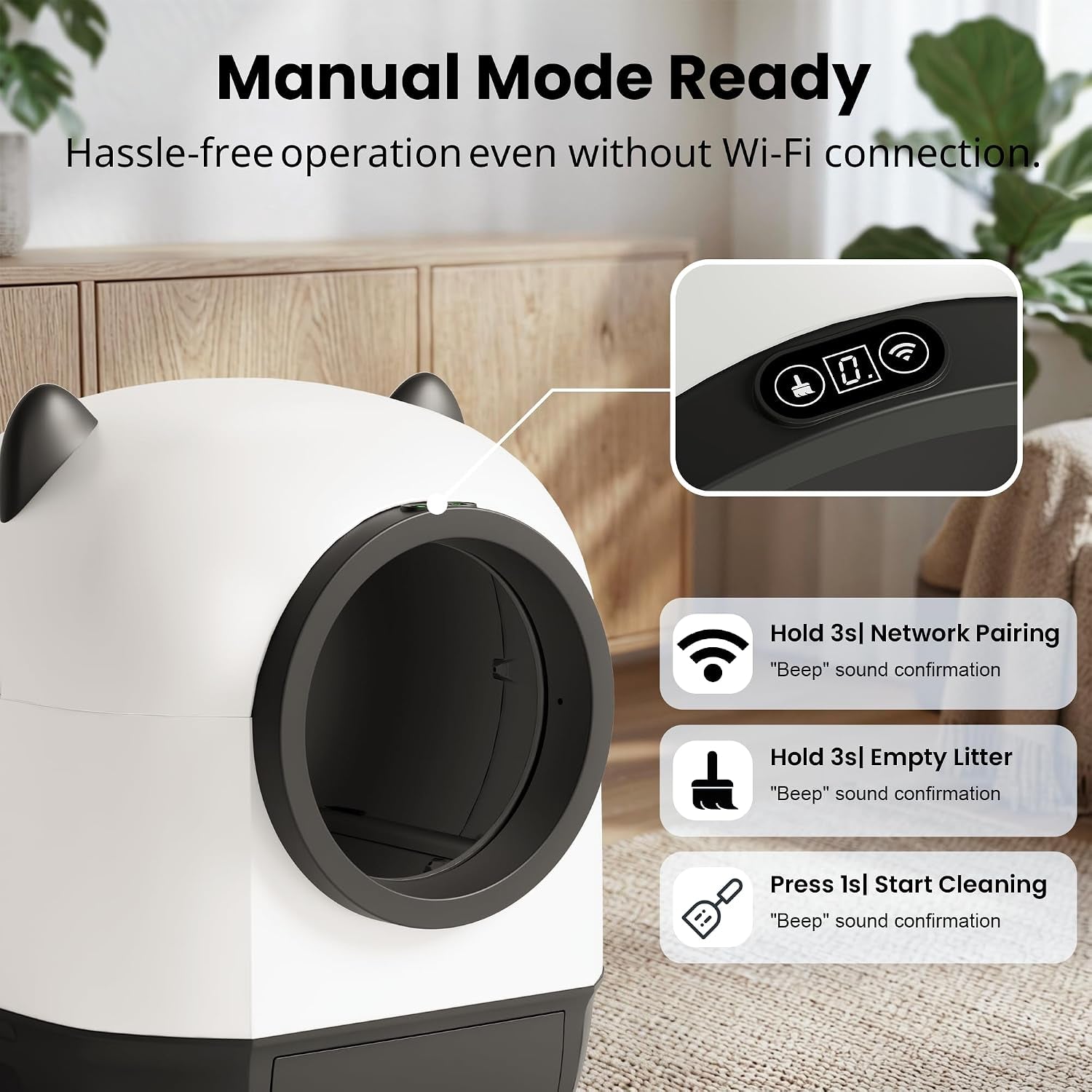 Automatic Cat Litter Box Self Cleaning Litter Box Large Capacity for Multiple Cats, App Control with Safety Sensors, Includes Scent Cartridge & 3 Roll Garbage Bags