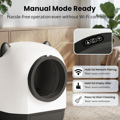 Automatic Cat Litter Box Self Cleaning Litter Box Large Capacity for Multiple Cats, App Control with Safety Sensors, Includes Scent Cartridge & 3 Roll Garbage Bags